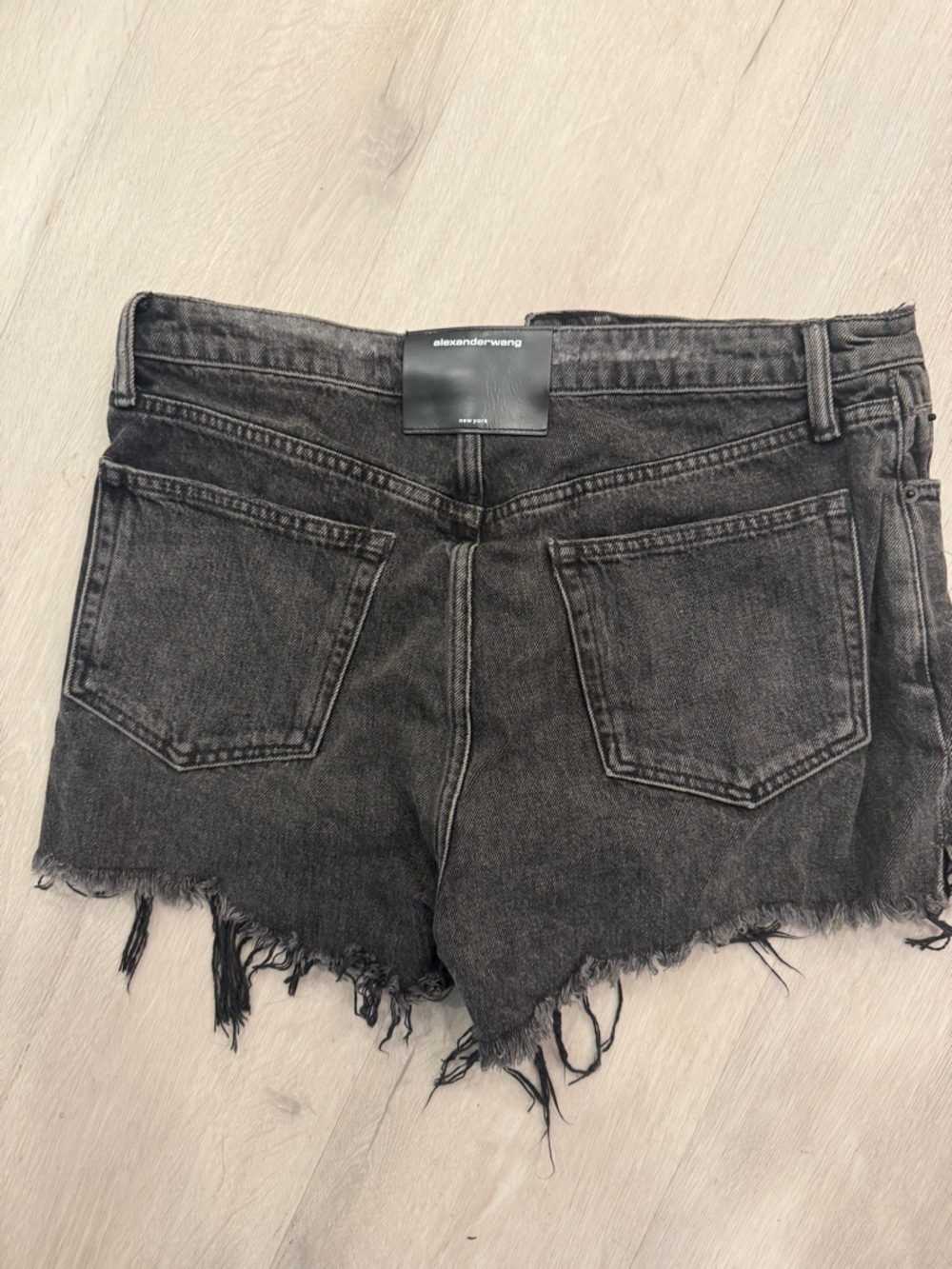 Alexander Wang Black Distressed High-Waist Denim Shorts